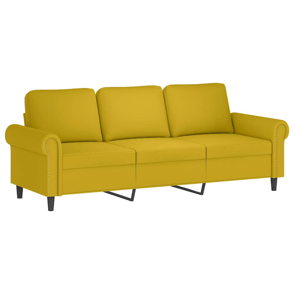 2-dijelni set sofa s jastucima žuti baršunasti