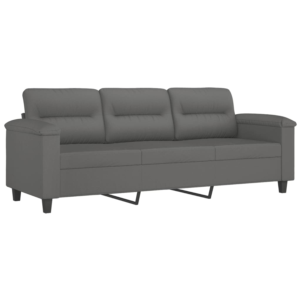 3-dijelni set sofa s jastucima tamnosivi od mikrovlakana