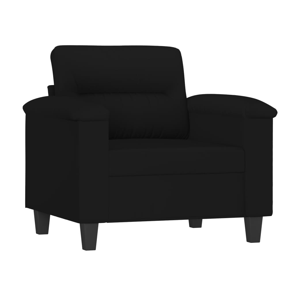 4-dijelni set sofa s jastucima crni od mikrovlakana