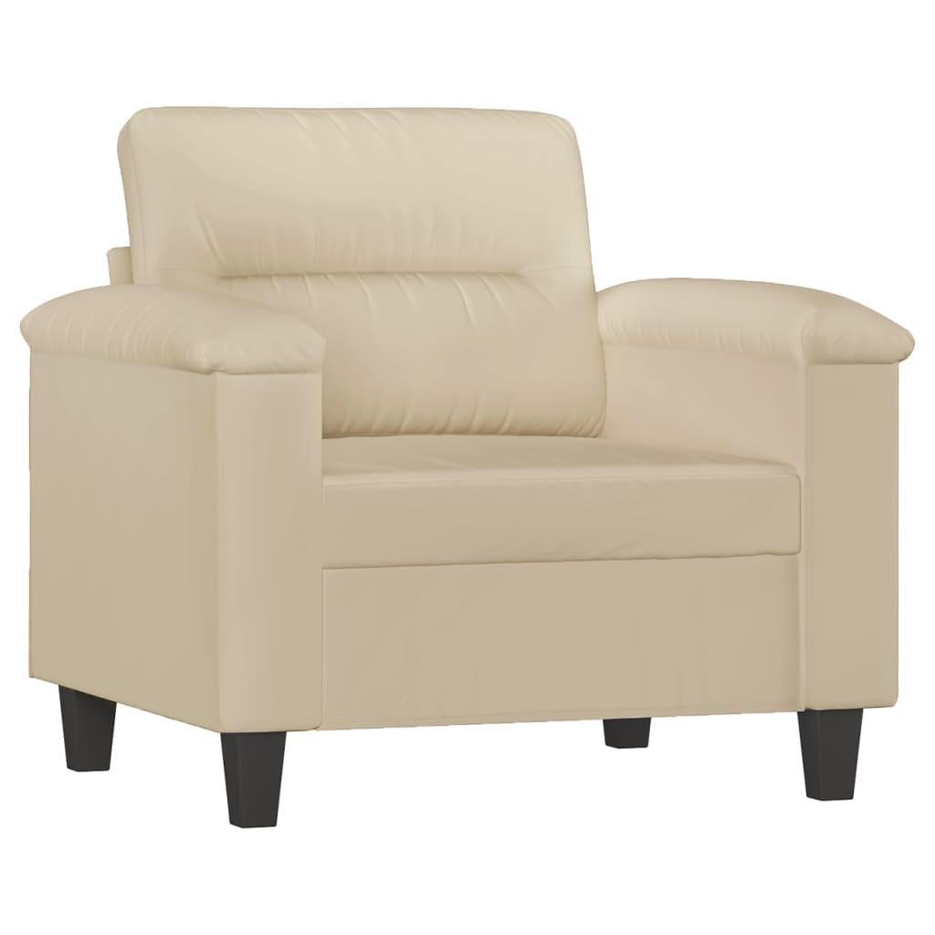 4-dijelni set sofa s jastucima krem od mikrovlakana