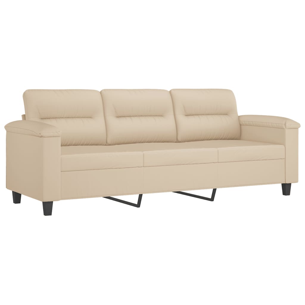 4-dijelni set sofa s jastucima krem od mikrovlakana