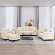 4-dijelni set sofa s jastucima bež od mikrovlakana