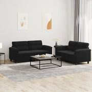2-dijelni set sofa s jastucima crni od mikrovlakana