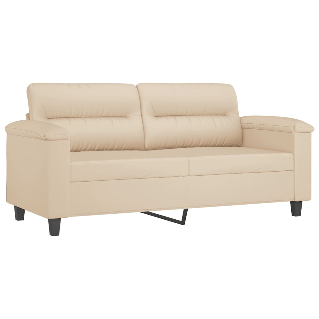 3-dijelni set sofa s jastucima krem od mikrovlakana