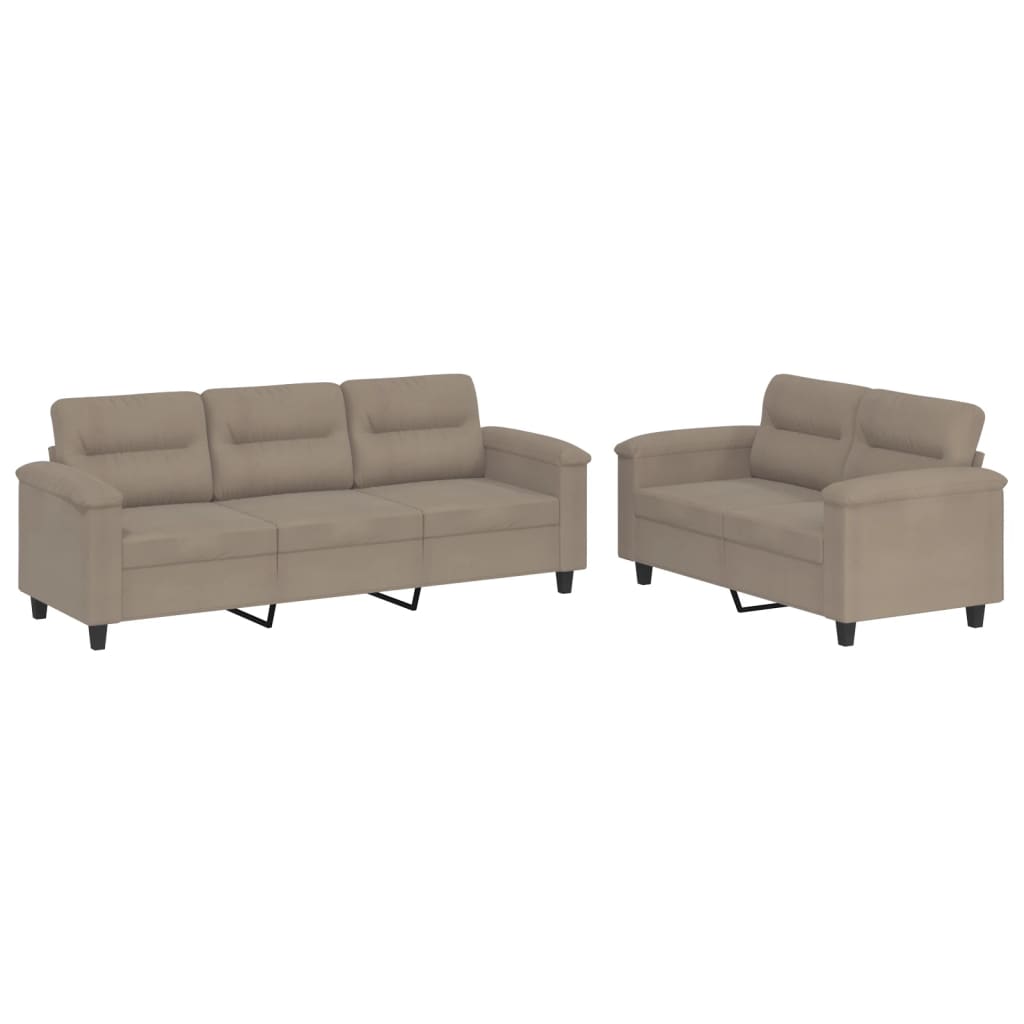2-dijelni set sofa s jastucima smeđesivi od mikrovlakana