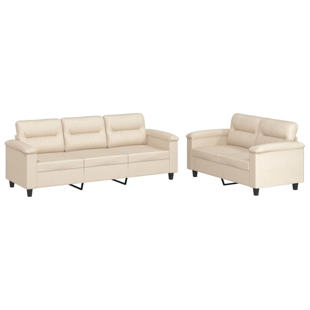 2-dijelni set sofa s jastucima bež od mikrovlakana