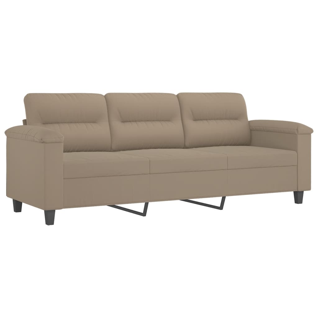 3-dijelni set sofa s jastucima smeđesivi od mikrovlakana