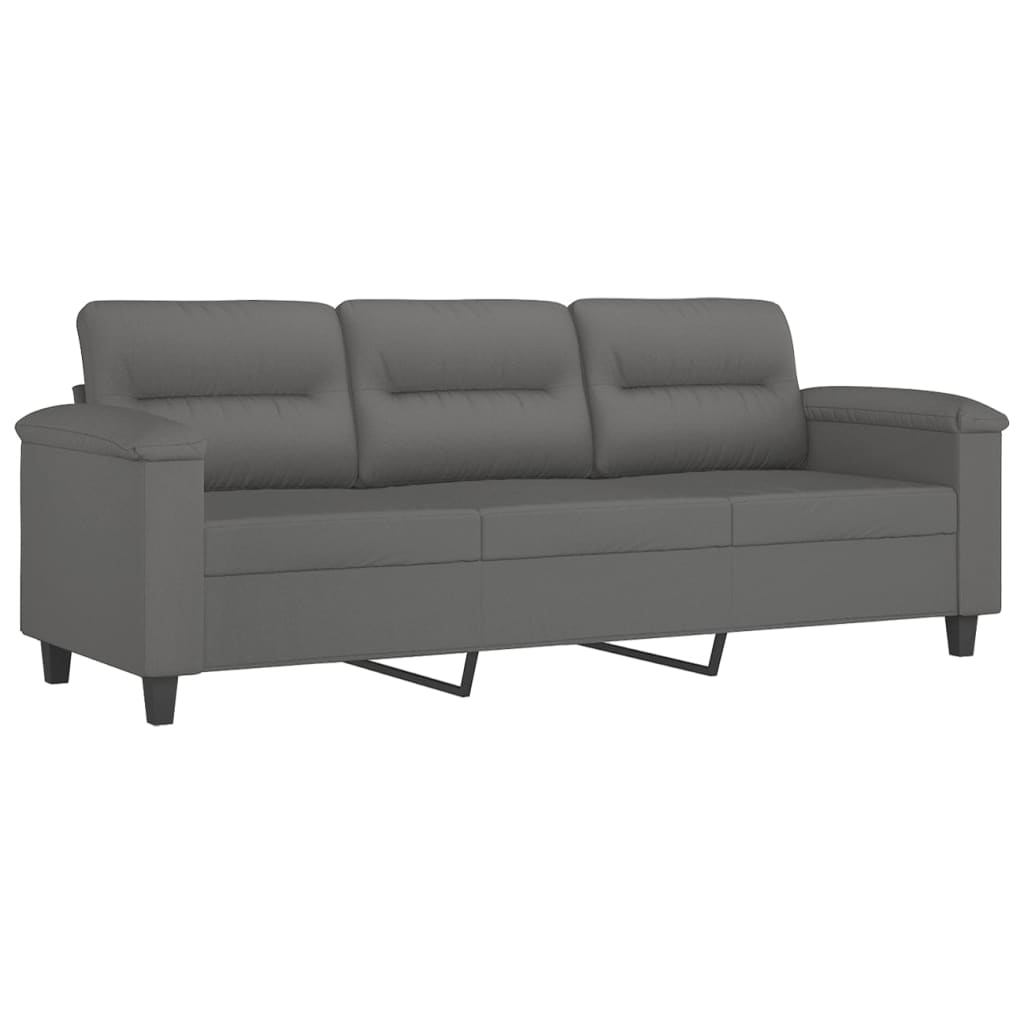 3-dijelni set sofa s jastucima tamnosivi od mikrovlakana