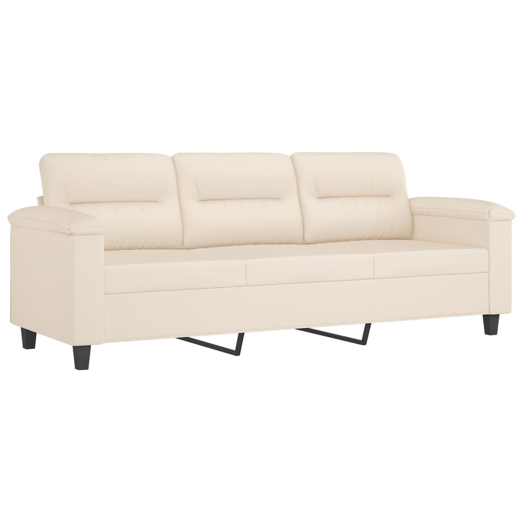 3-dijelni set sofa s jastucima bež tkanina od mikrovlakana