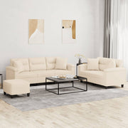 3-dijelni set sofa s jastucima bež od mikrovlakana