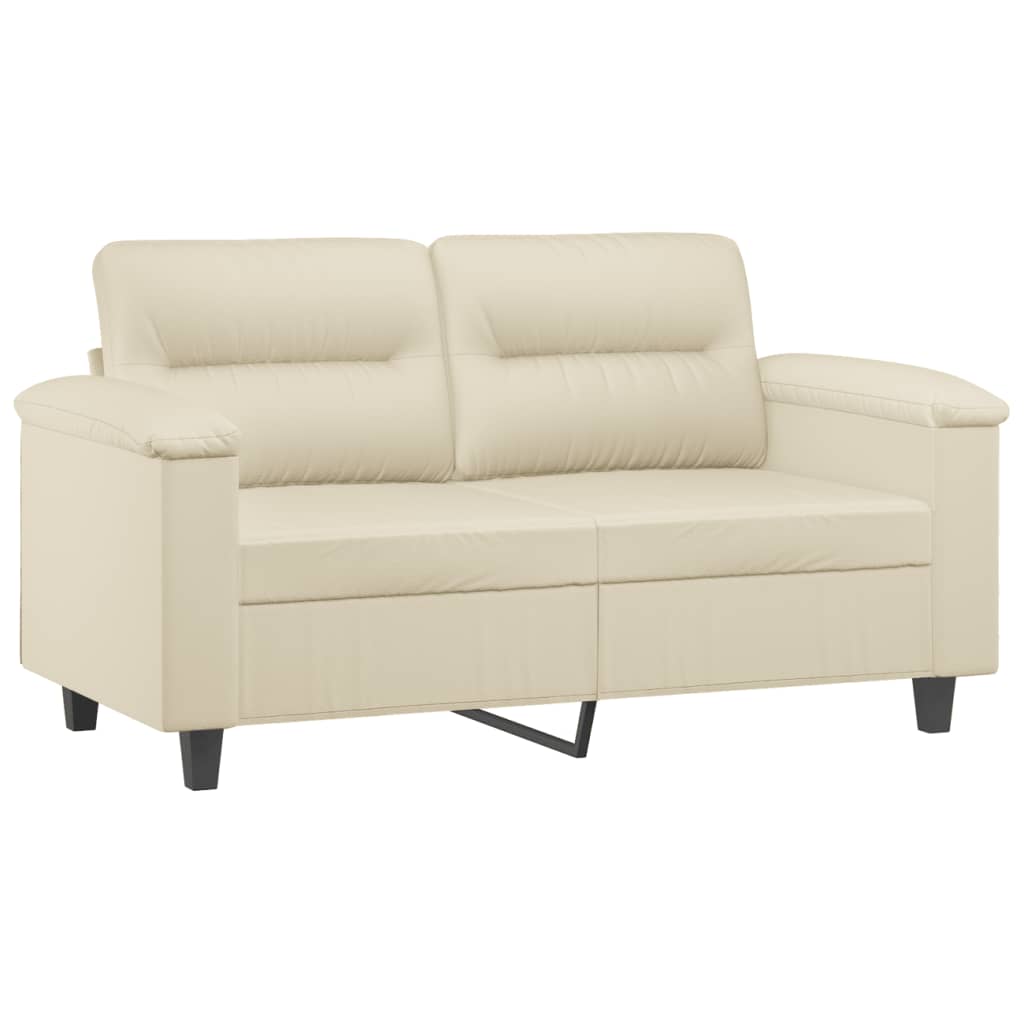 2-dijelni set sofa s jastucima krem od umjetne kože