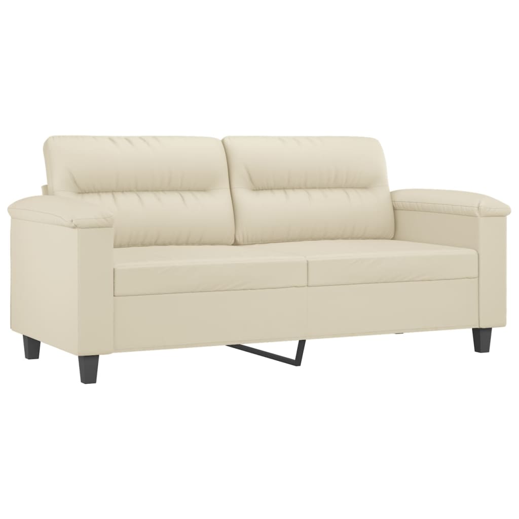 2-dijelni set sofa s jastucima krem od umjetne kože