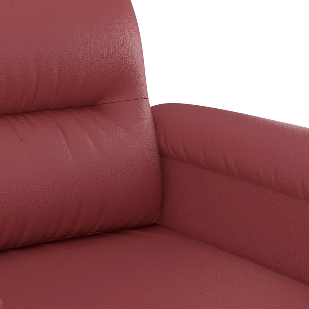 2-dijelni set sofa s jastucima boja vina od umjetne kože