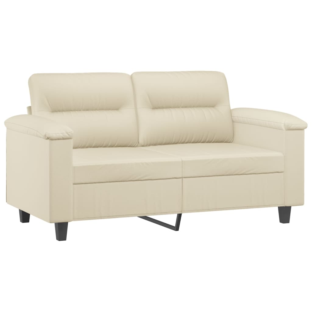2-dijelni set sofa s jastucima krem od umjetne kože