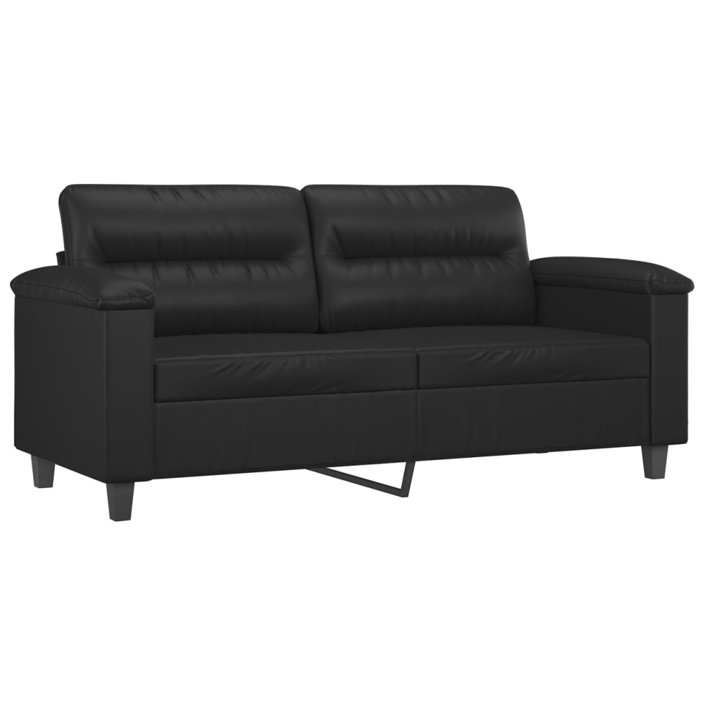 3-dijelni set sofa s jastucima crna od umjetne kože