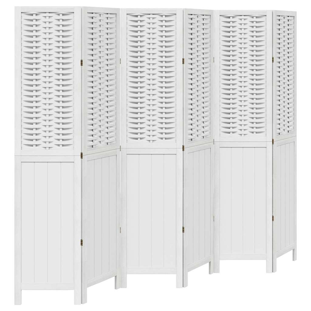 Sobna pregrada s 6 panela bijela od masivnog drva paulovnije