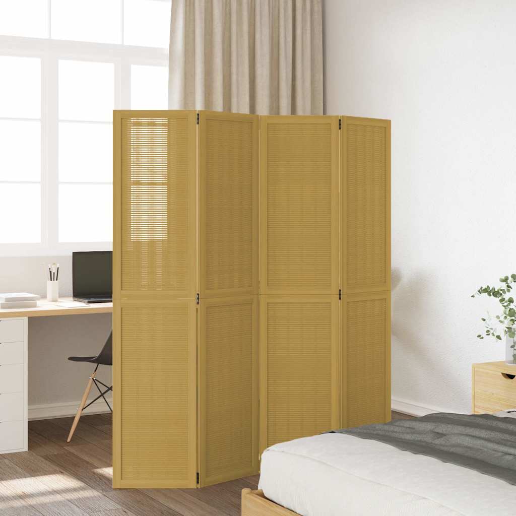 Sobna pregrada s 4 panela smeđa od masivnog drva paulovnije
