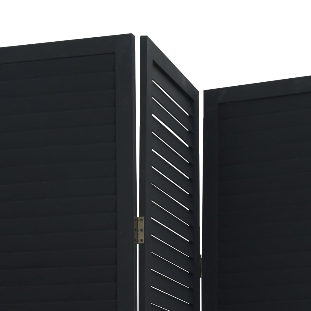 Sobna pregrada s 4 panela crno od masivnog drva paulovnije