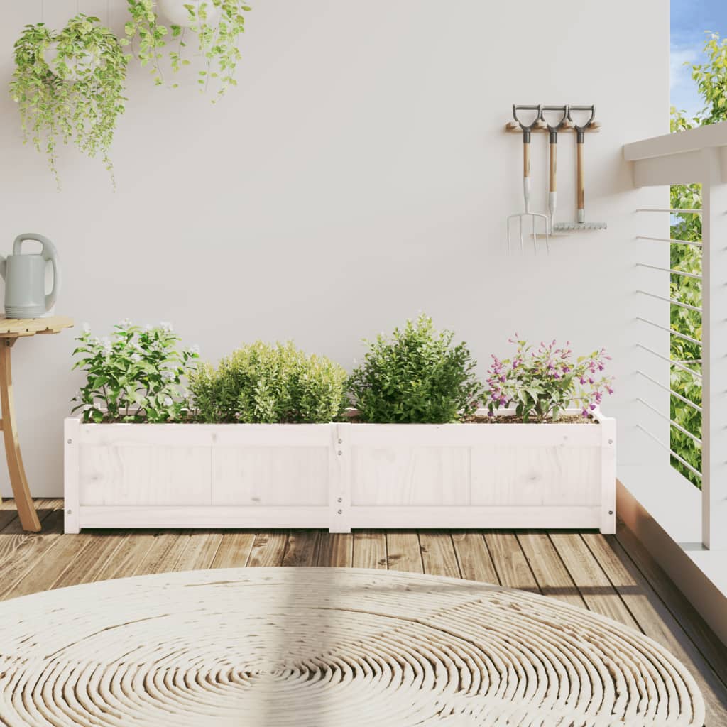 Vrtna sadilica bijela 150 x 31 x 31 cm od masivne borovine