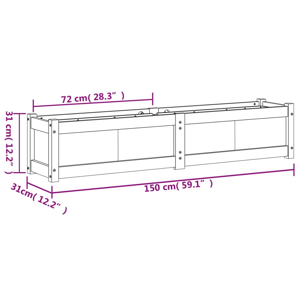 Vrtna sadilica 150 x 31 x 31 cm od impregnirane borovine