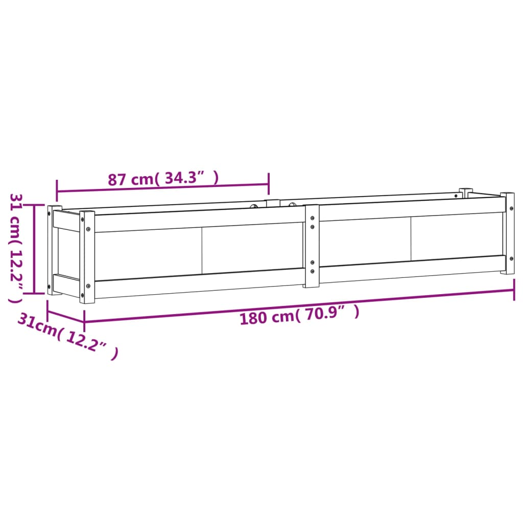 Vrtna sadilica 180 x 31 x 31 cm od impregnirane borovine