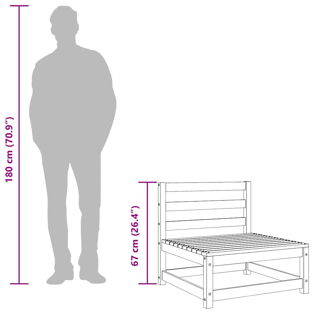 Vrtna sofa bez naslona za ruke 70x70x67 cm masivna duglazija