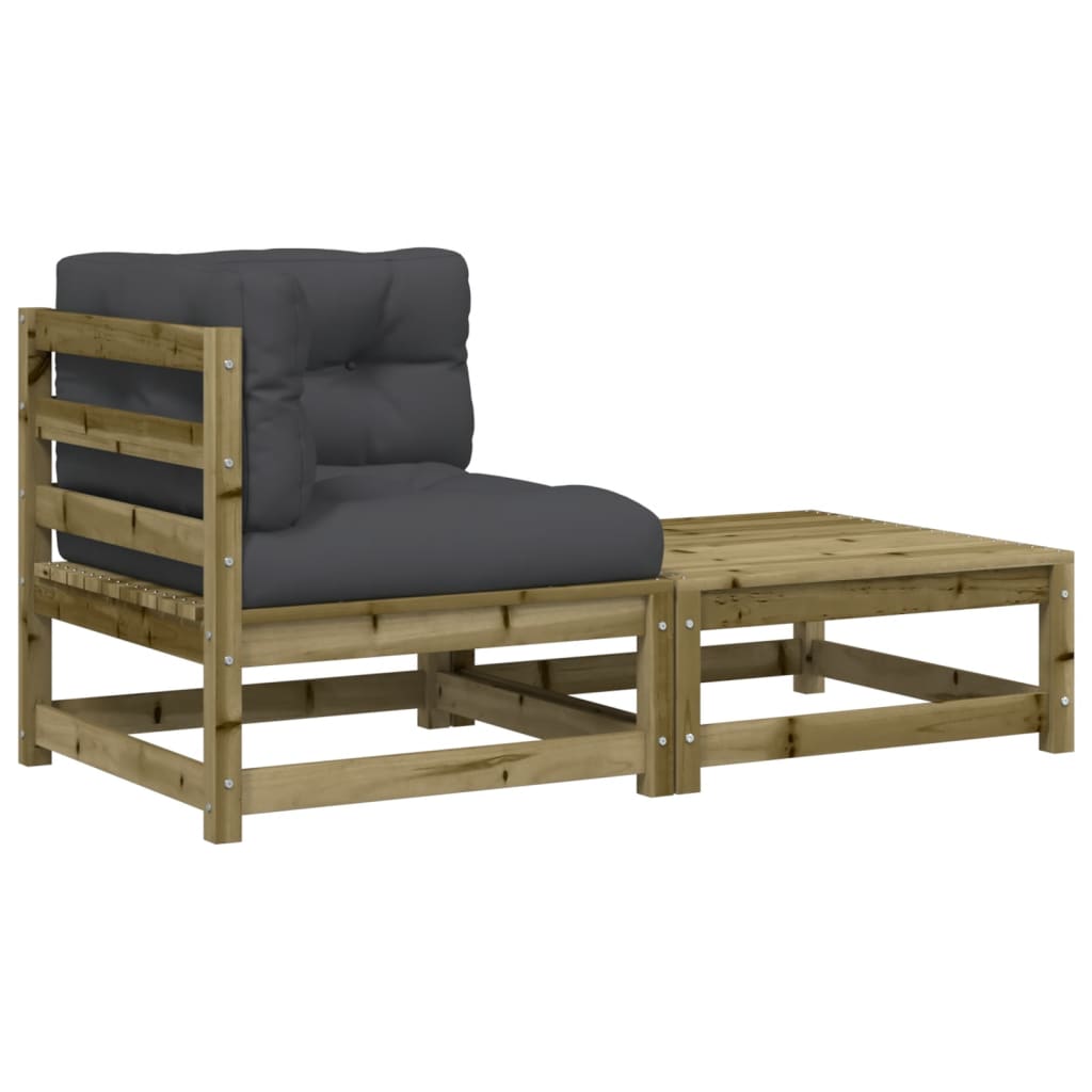 Kutna vrtna sofa s jastucima i tabureom