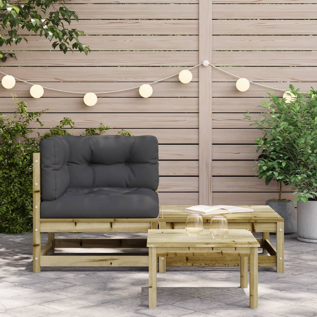 Kutna vrtna sofa s jastucima i tabureom