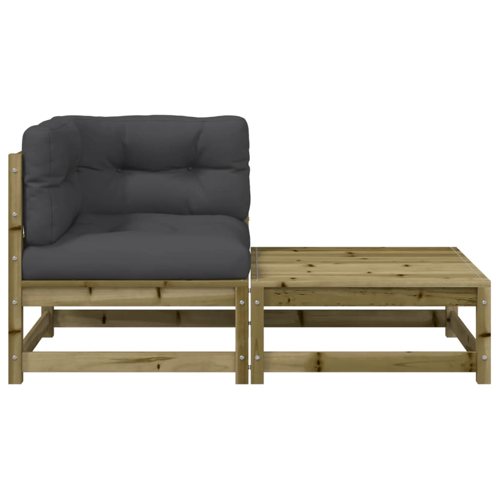 Kutna vrtna sofa s jastucima i tabureom