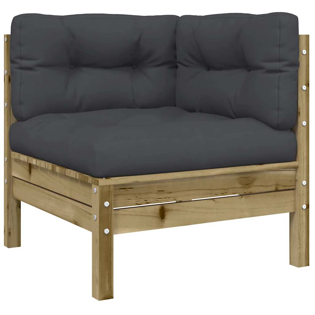 Kutna vrtna sofa s jastucima 2 kom od impregnirane borovine