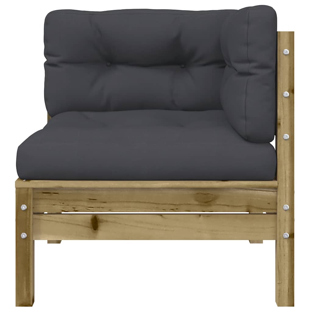 Kutna vrtna sofa s jastucima 2 kom od impregnirane borovine