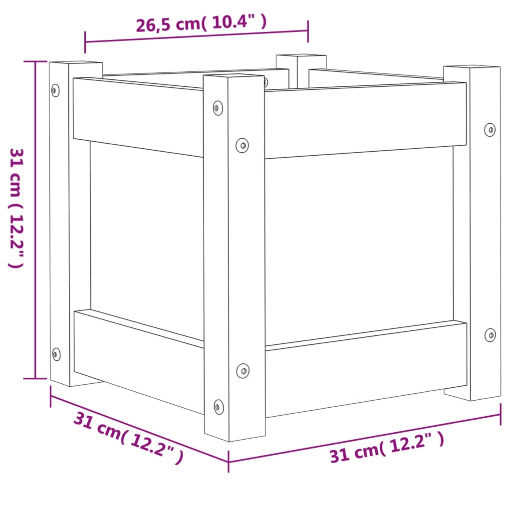 Vrtna sadilica 31 x 31 x 31 cm od masivne borovine