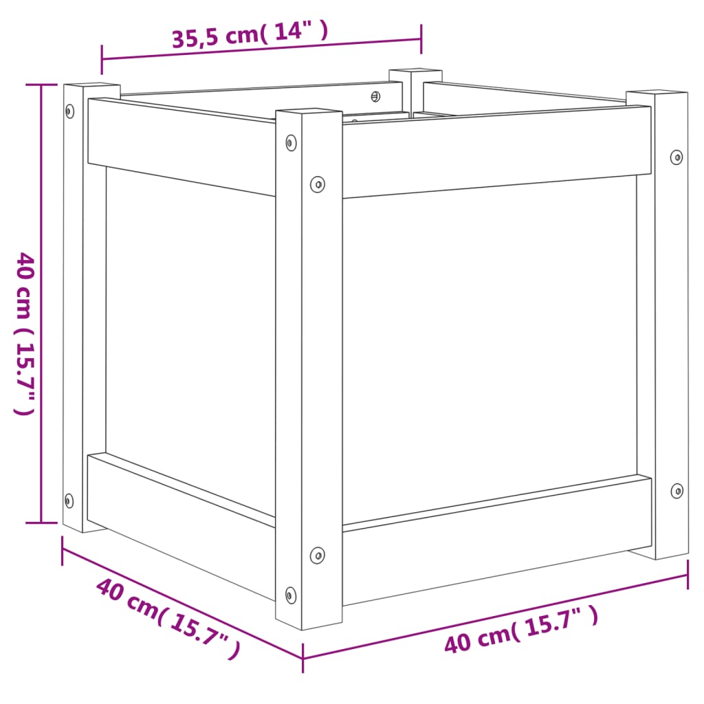 Vrtna sadilica 40 x 40 x 40 cm od masivne borovine