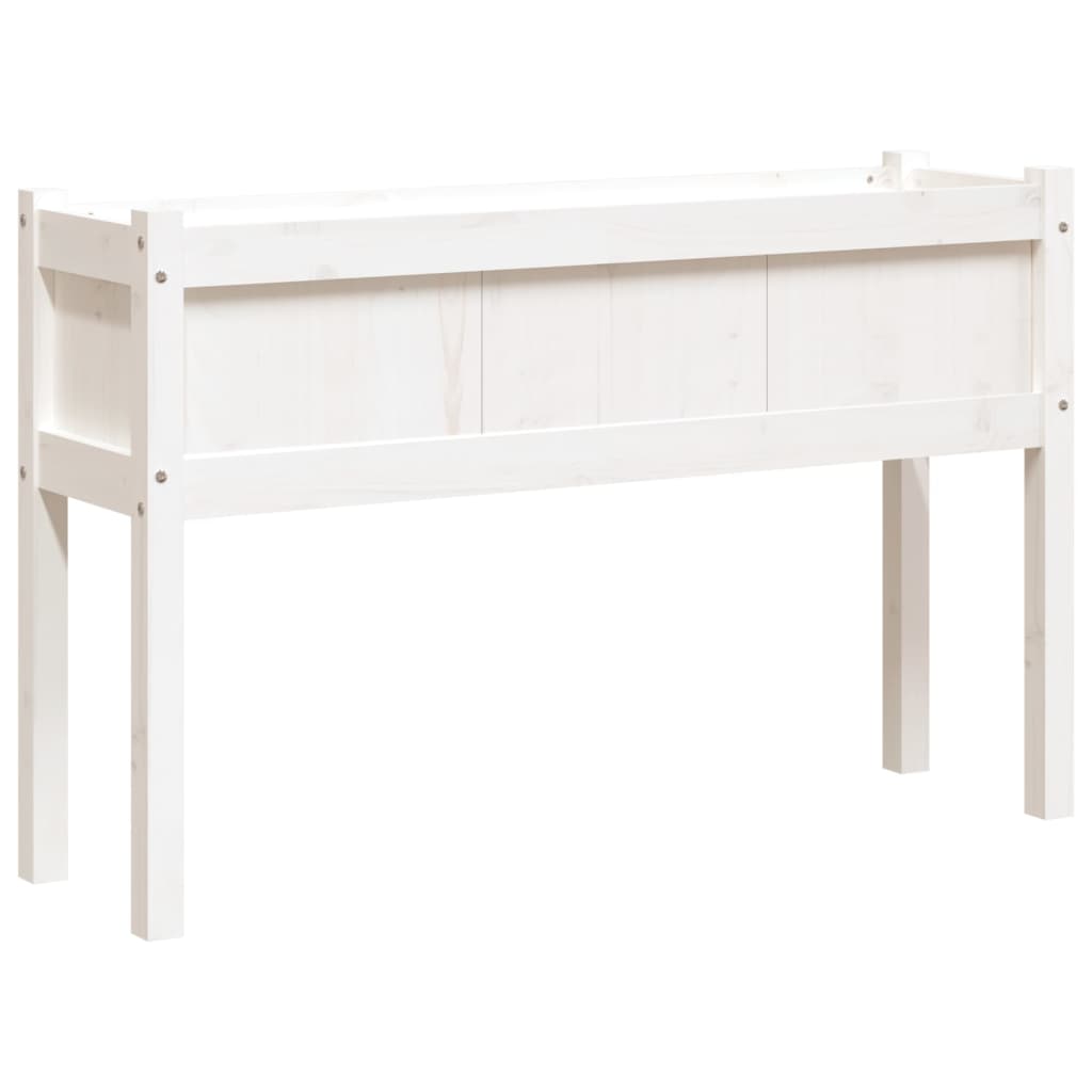 Vrtna sadilica s nogama bijela 110x31x70 cm od masivne borovine