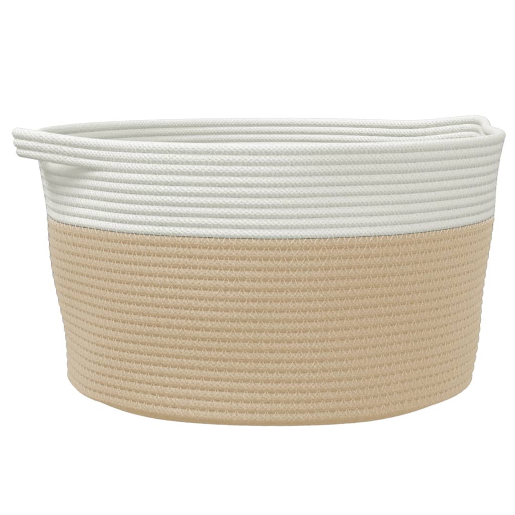 Košara za pohranu bež-bijela Ø 40 x 25 cm od pamuka