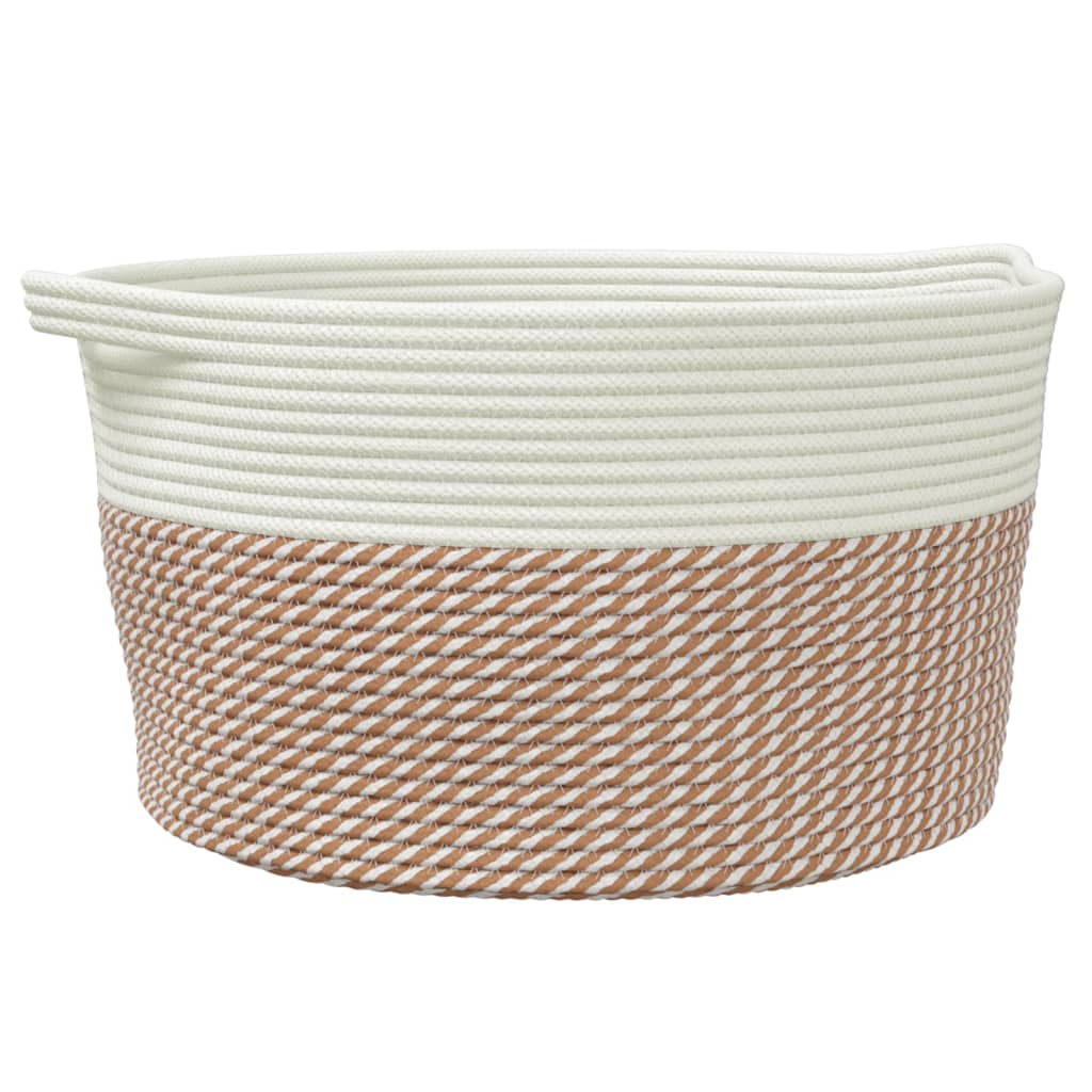 Košara za pohranu smeđe-bijela Ø 40 x 25 cm pamučna
