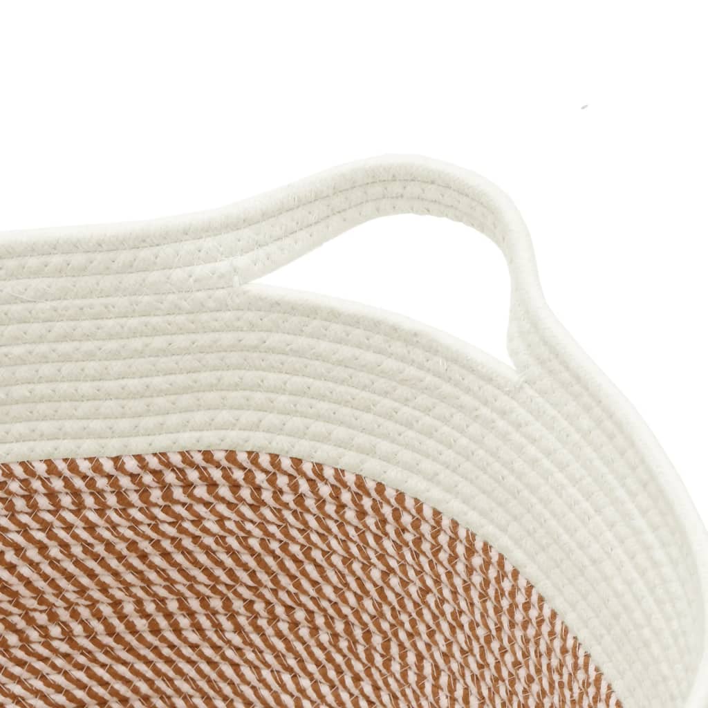 Košara za pohranu smeđe-bijela Ø 40 x 25 cm pamučna
