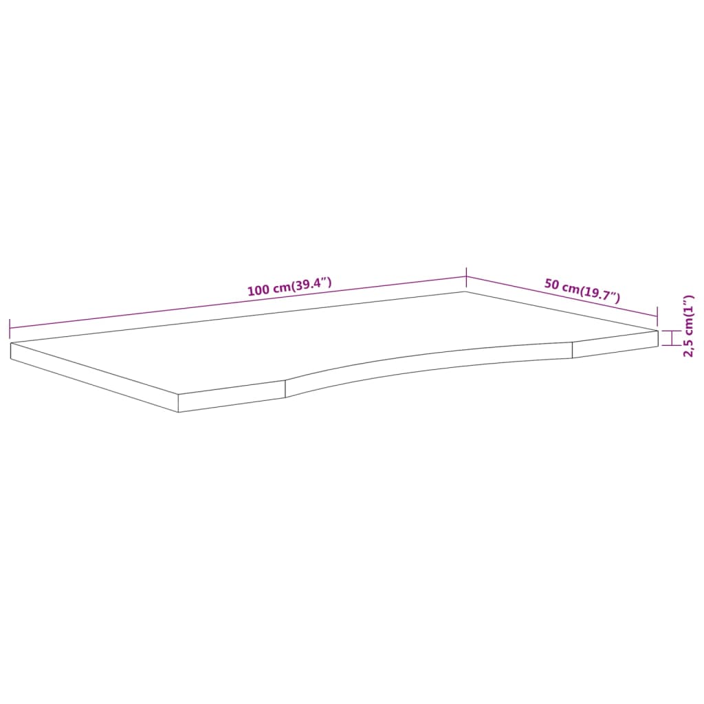 Ploča za radni stol 100x50x2,5 cm pravokutna od drva bagrema