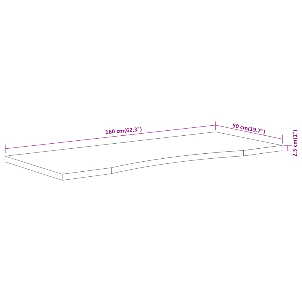 Ploča za radni stol 160x50x2,5 cm pravokutna od drva bagrema