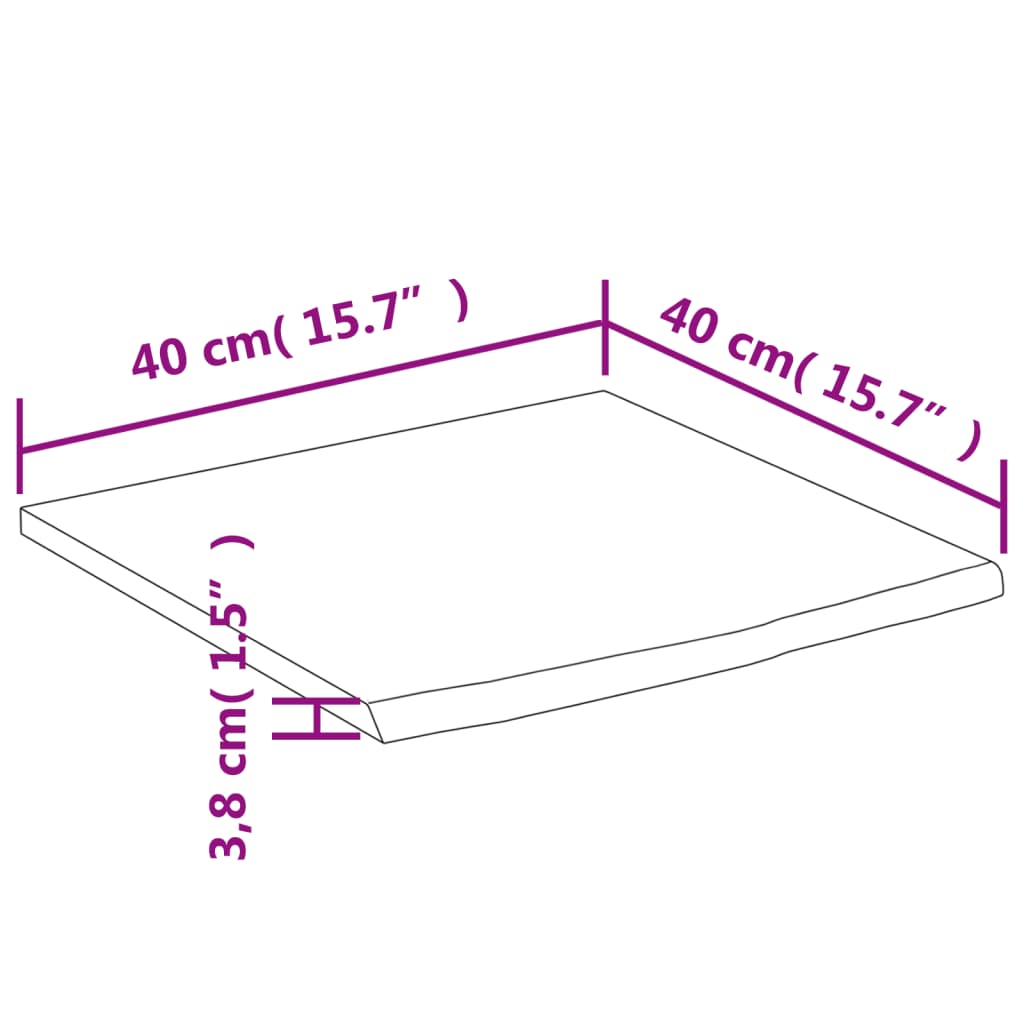 Zidna polica 40x40x3,8 cm četvrtasta od bagrema sa živim rubom
