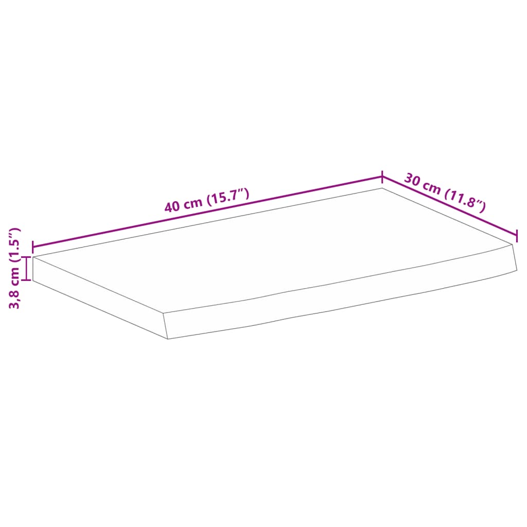 Stolna ploča 40x30x3,8 cm masivno drvo manga sa živim rubom