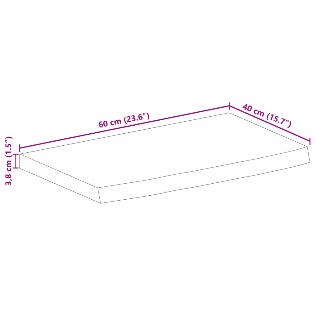 Stolna ploča 60x40x3,8 cm masivno drvo manga sa živim rubom