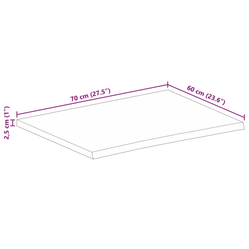 Stolna ploča sa živim rubom 70x60x2,5 cm od masivnog drva manga