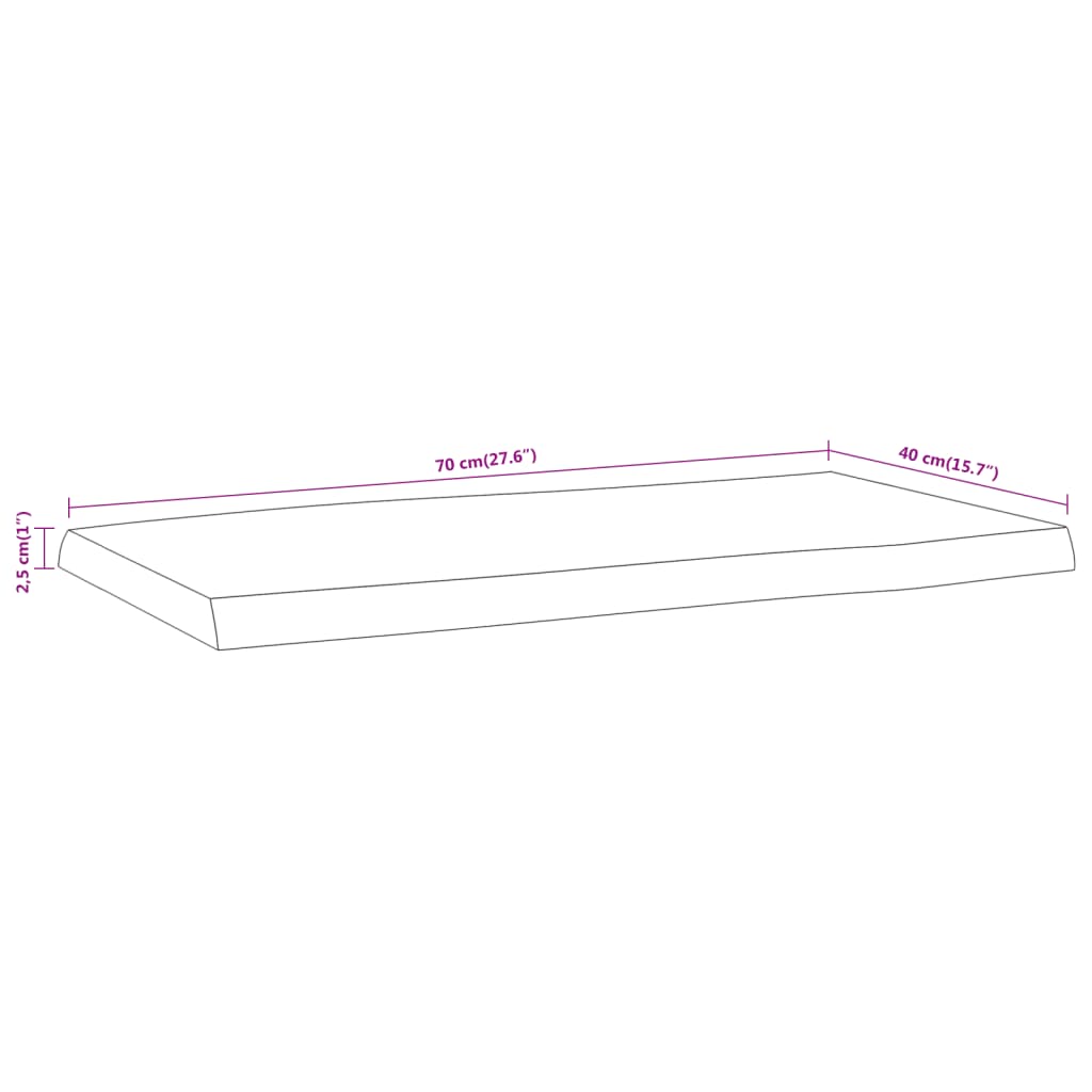 Stolna ploča 70x40x2,5 cm pravokutna bagremovo drvo živi rub