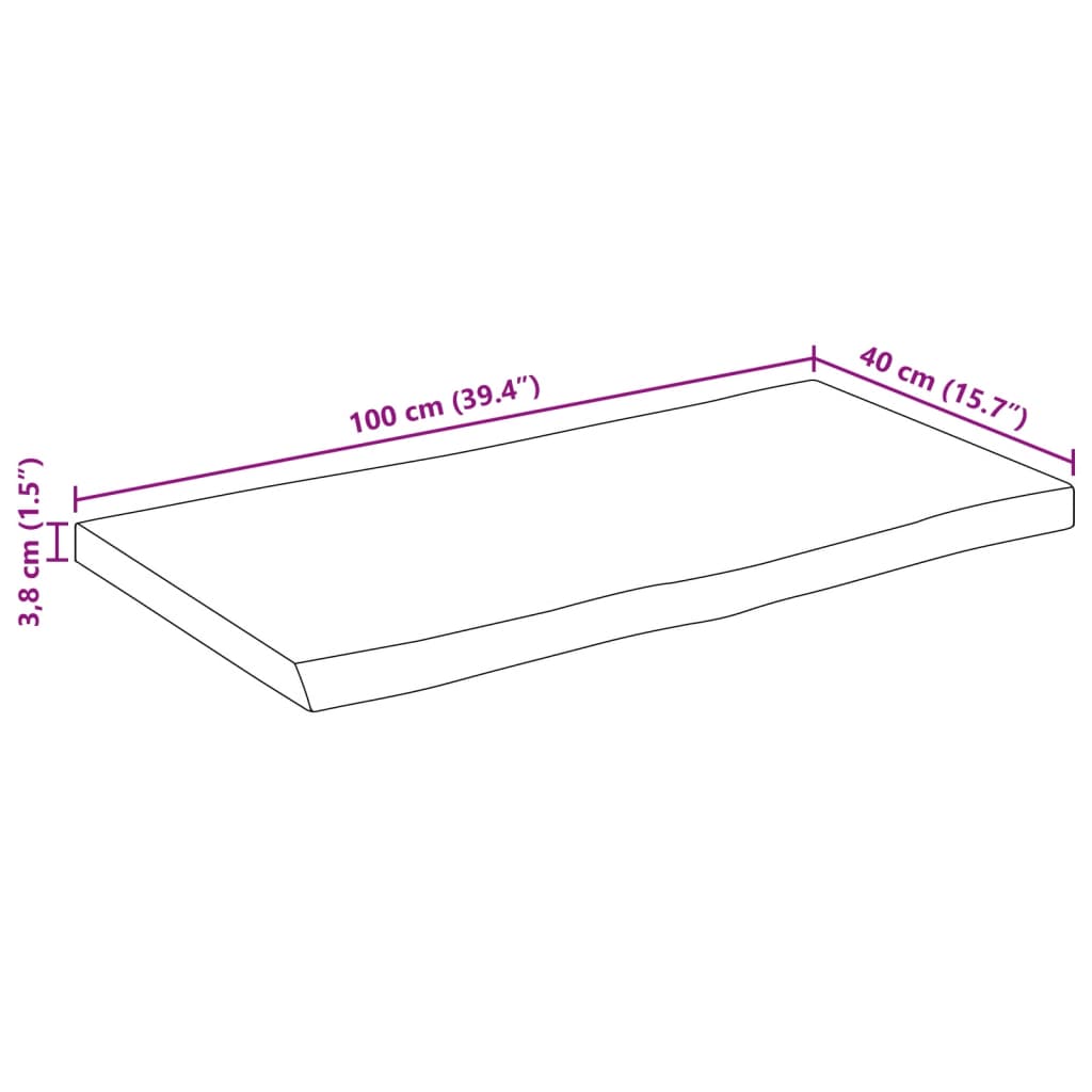 Stolna ploča 100x40x3,8 cm pravokutna od bagrema s živim rubom
