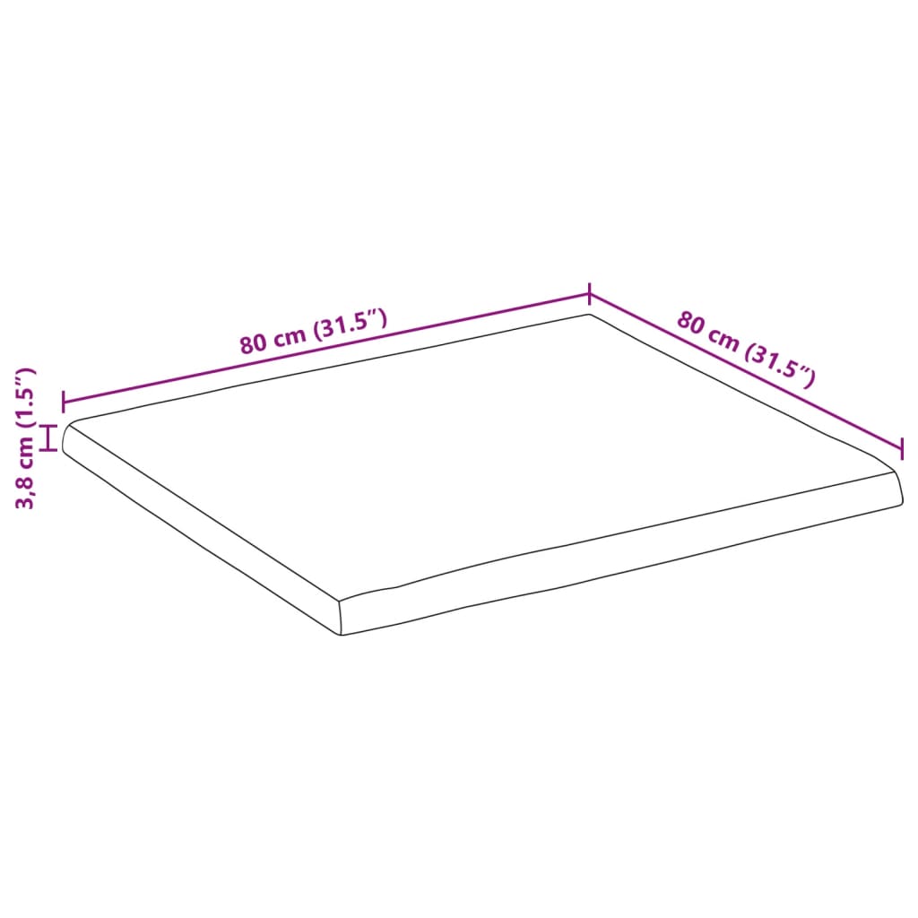 Stolna ploča 80x80x3,8 cm četvrtasta od bagrema sa živim rubom