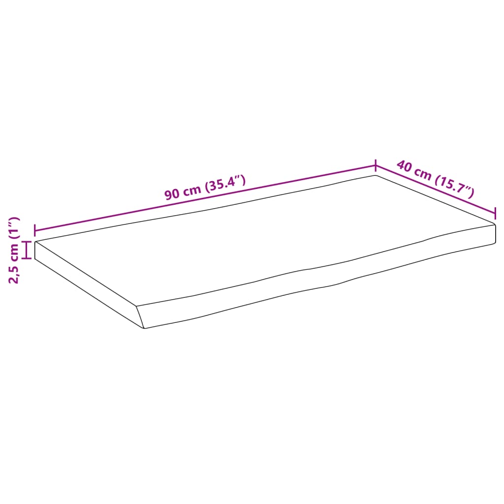 Stolna ploča sa živi rub 90x40x2,5 cm masivno grubo drvo manga