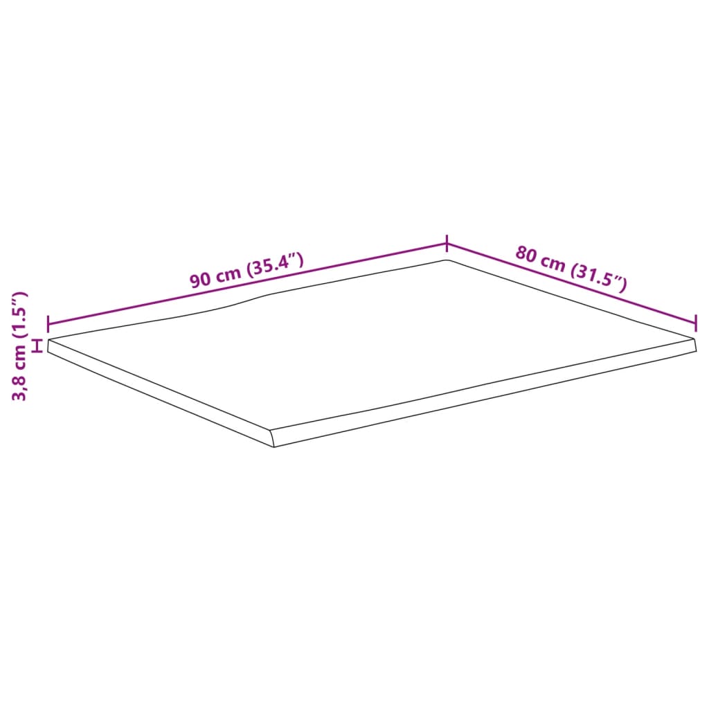 Stolna ploča sa živi rub 90x80x3,8 cm masivno grubo drvo manga