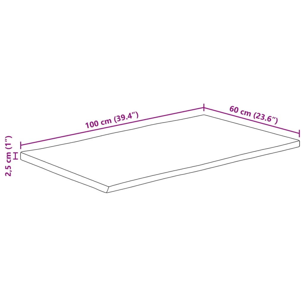 Stolna ploča 110x60x2,5cm od masivnog drva manga sa živim rubom