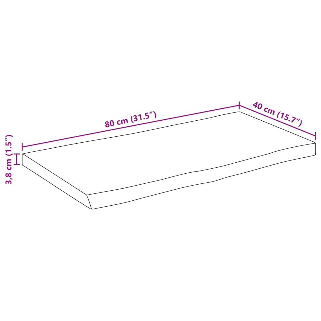 Stolna ploča 80x40x3,8 cm od masivnog drva manga sa živim rubom
